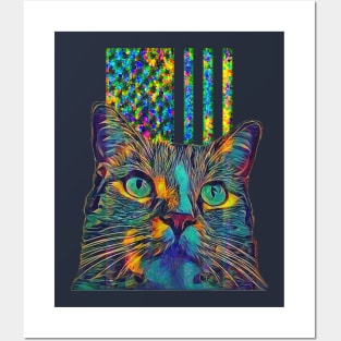 Cat Flag (pastel colors) Posters and Art